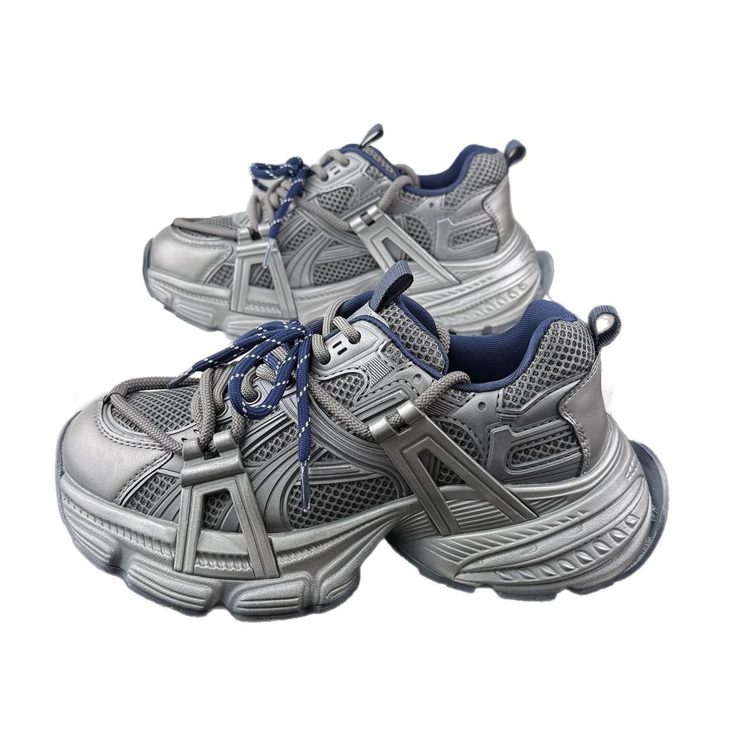 Leather double shoelaces dad shoes women's thick-soled heightening women's shoes autumn and winter new versatile casual sports shoes