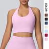 Cross-Back Halterneck Skin-Friendly Yoga Tank with Chest Pads - Shockproof Sports Wear