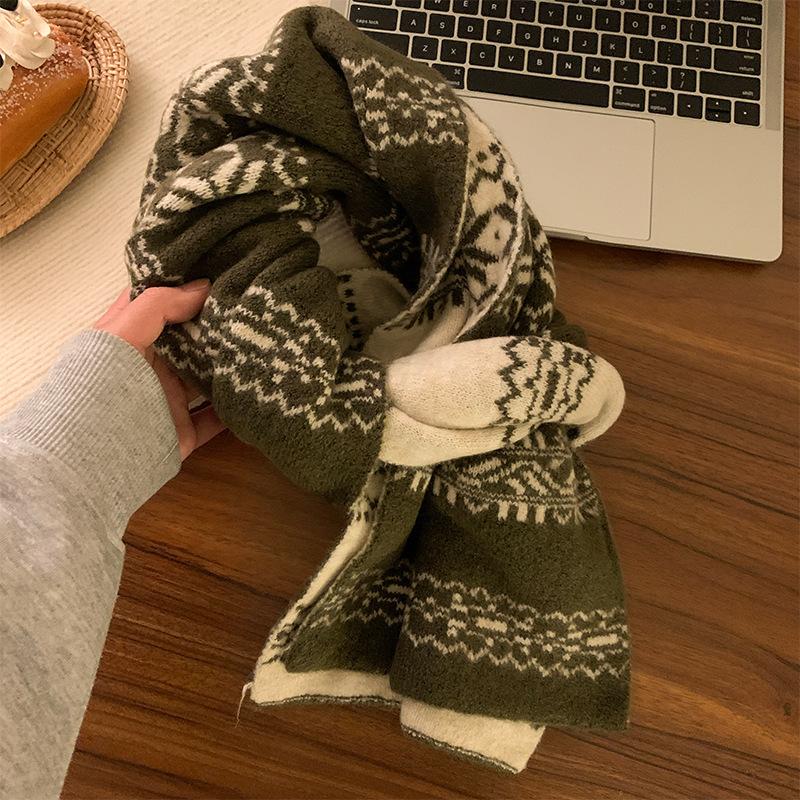 

Женский шарф Осенне-зимняя атмосфера Универсальный Утолщенный Теплый Рождественский Шарф Шаль 180*28