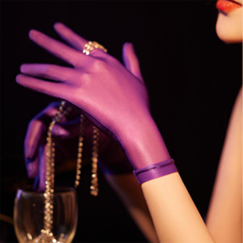 Öl Glänzende Strumpfhandschuhe Damen Sexy Hochelastisch Transparent Ultradünn Porno Clubwear Herren Kurze Handgelenkhandschuhe