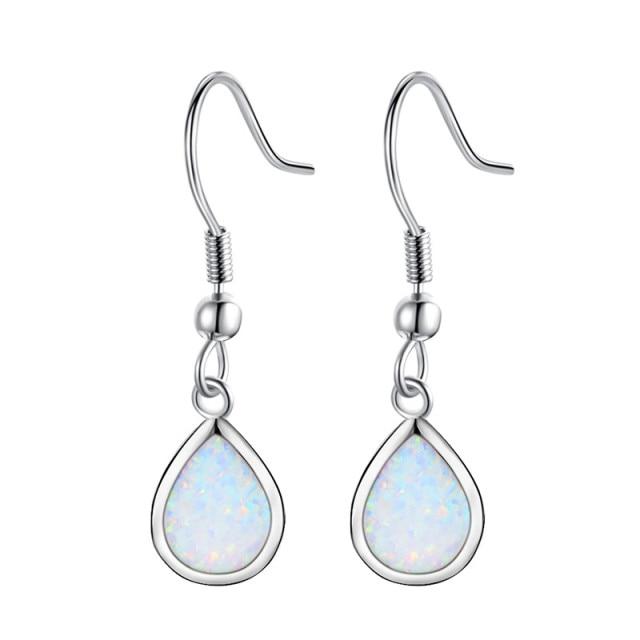 

Женские серьги-капли с синим огненным опалом грушевидной огранки, стерлингового серебра 925 пробы, заполненные каплевидным камнем, висячие серьги, женский подарок