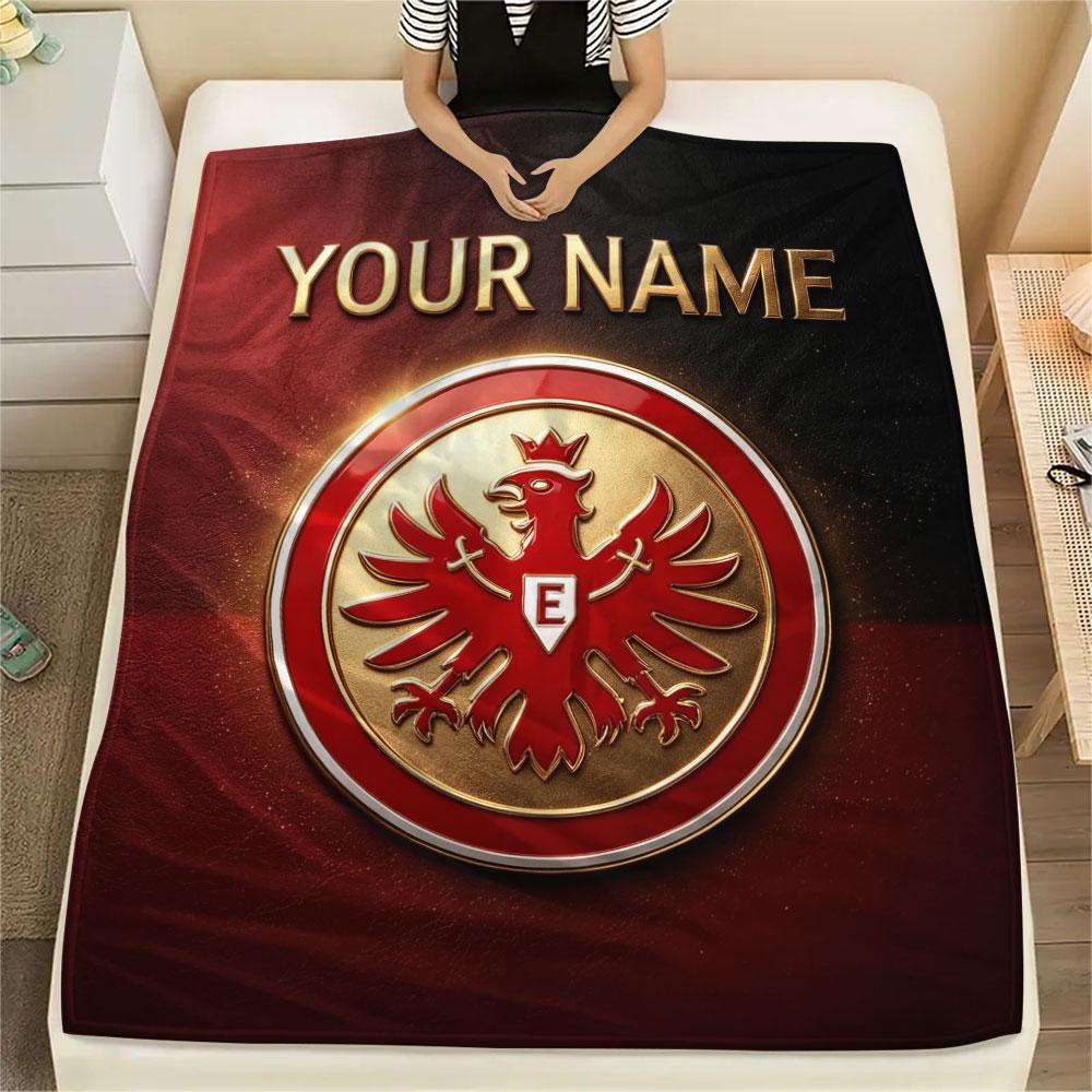 Custom Name,Eintracht Frankfurt Printed Flannel Blanket, Soft Throw for Bedroom Sofa, Washable, Christmas Present, Great Gift.