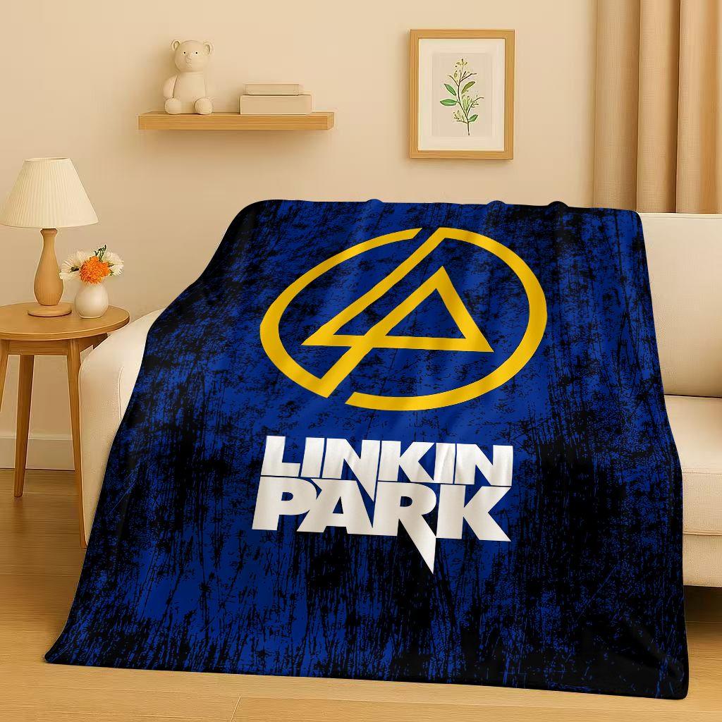 Retro L-Linkin Park Sign Rock Band Music Flannel Blanket,Ultra Soft Warm Plush Throw for Home Bedroom Bed Sofa Cover Camping