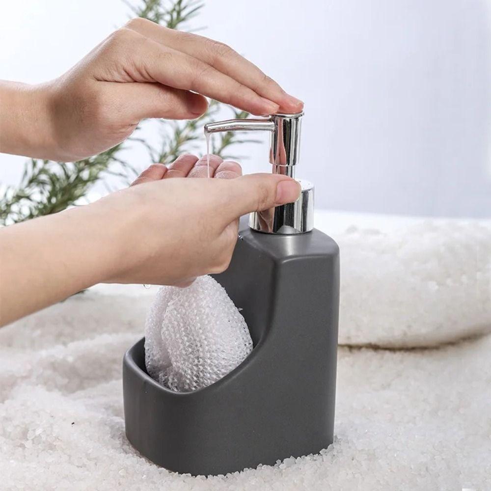 Ceramic Ceramic Soap Dispenser 2in1 Hand Pump Bottle with Sponge Holder Kitchen