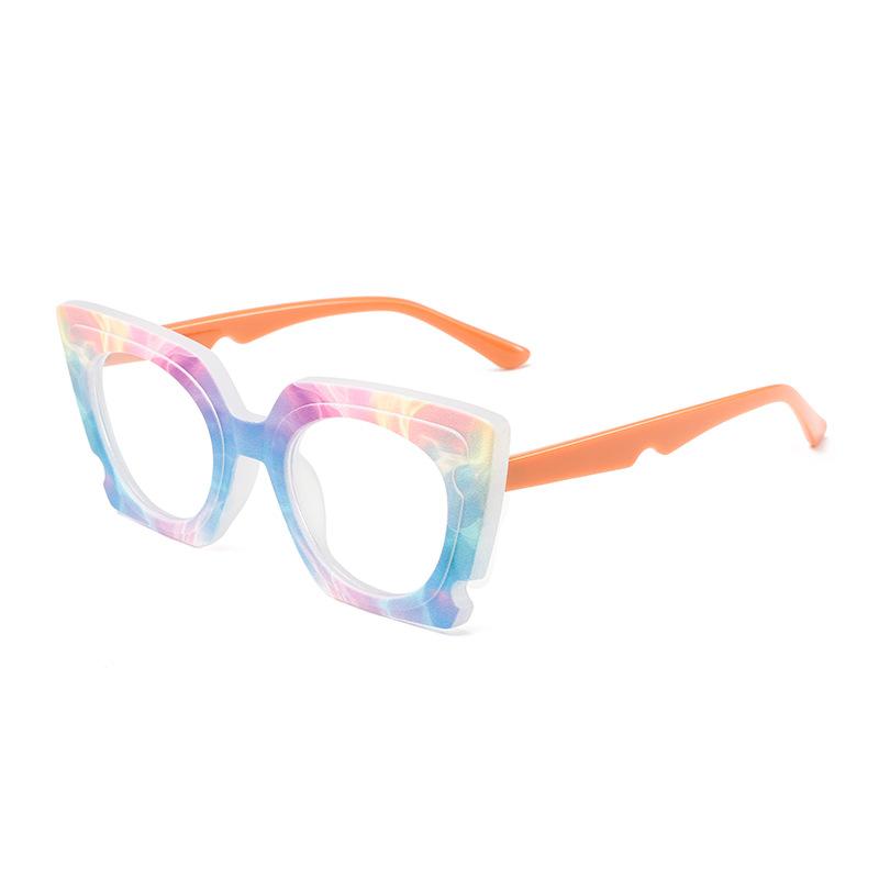 

Fashion Luxury Brand Design Cat Eye Patchwork Color Frame Photochromic Anti Blue Ray Computer Women Reading Glasses Degrees 0+6 0