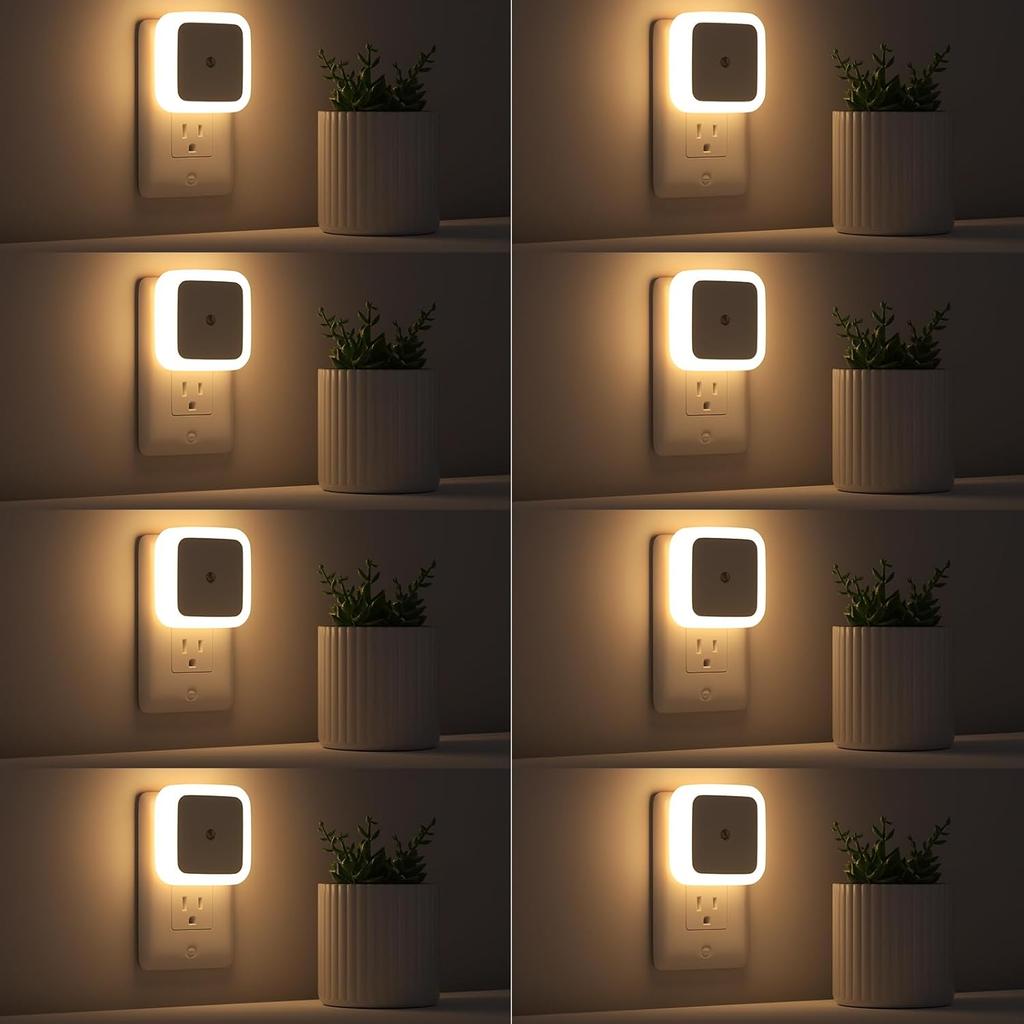 8 LED Wall Plug Night Light Warm White Light Decor Bedroom Bathroom Corridor Home Indoor Lighting Living Room Lamp Decoration