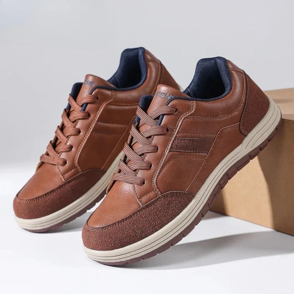 

Новая мужская повседневная обувь на плоской подошве весна и осень кожаная спортивная обувь уличная трендовая обувь для сочетания большой размер мужская обувь 47 шоколадный