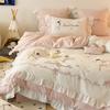 COMOLIVING Ballet Dream Ruffled Quilt & Bedding Set