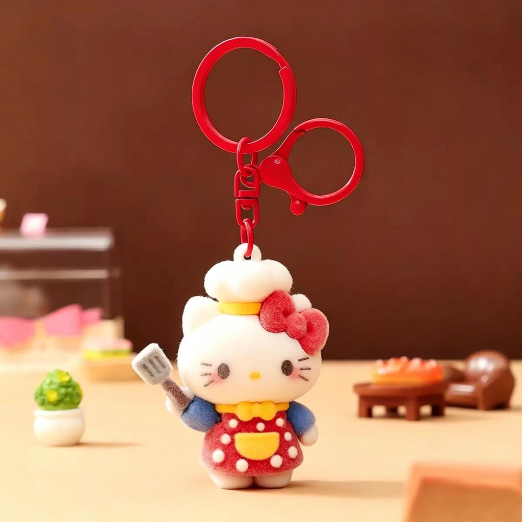 Chef Kitty Keychain Cartoon Bag Charms Backpack Purse Hanging Ornament Car Key Accessories Cute Gift for Girls Women
