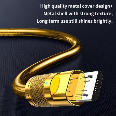 Zinc Alloy 120W Usb Super Fast Charging Data Cable For Xiaomi Huawei Samsung Type C 6A Micro 3A Charge Game Cord For Iphone 2.4A