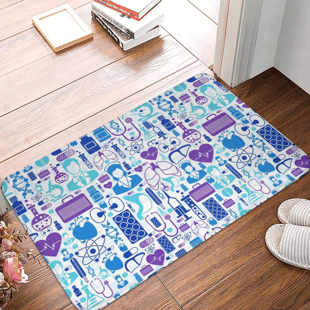 Cartoon Doctors Nurse Door Floor Bath Mats Anti-Slip Indoor Nursing Medical Pattern Doormat Garden Entrance Rug Carpet Footpad