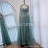 SERENE HILL crystal beads nude floating sleeves luxury host art test solo evening dress LA11811A