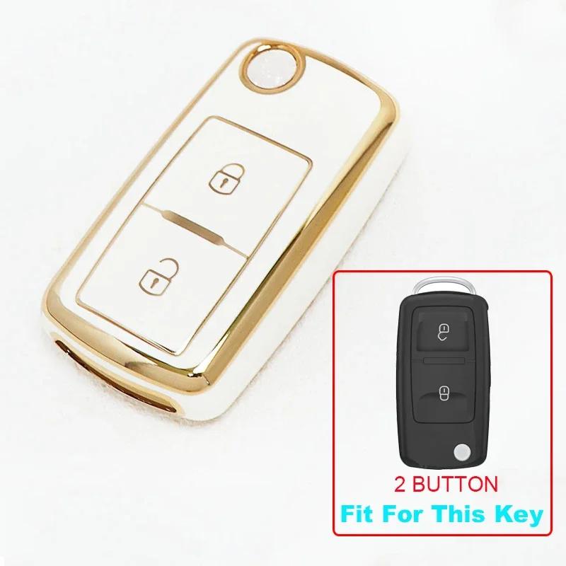 Módní obal na klíč od auta Plný kryt TPU Pro Volkswagen Pro VW Bora Polo Tiguan Jetta Passat B5 B6 B7 Golf Beetle pro Škoda Octavia