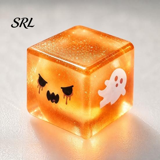 Halloween Stress Cube Ghost Sensory Toy, Anxiety Relief Squeeze Toy Slow Rising Glitter Pinch for Kids Adults
