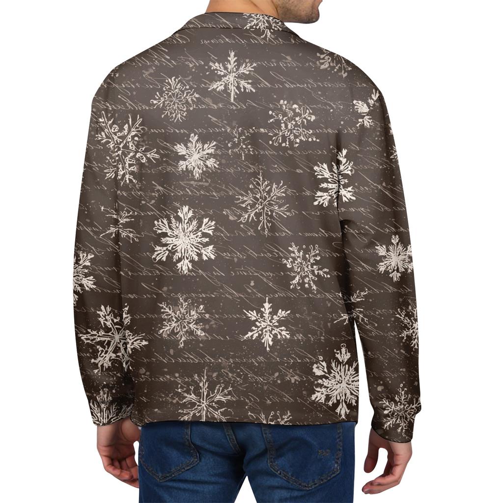 Pánská ležérní košile s dlouhým rukávem a vánočním potiskem na knoflíky