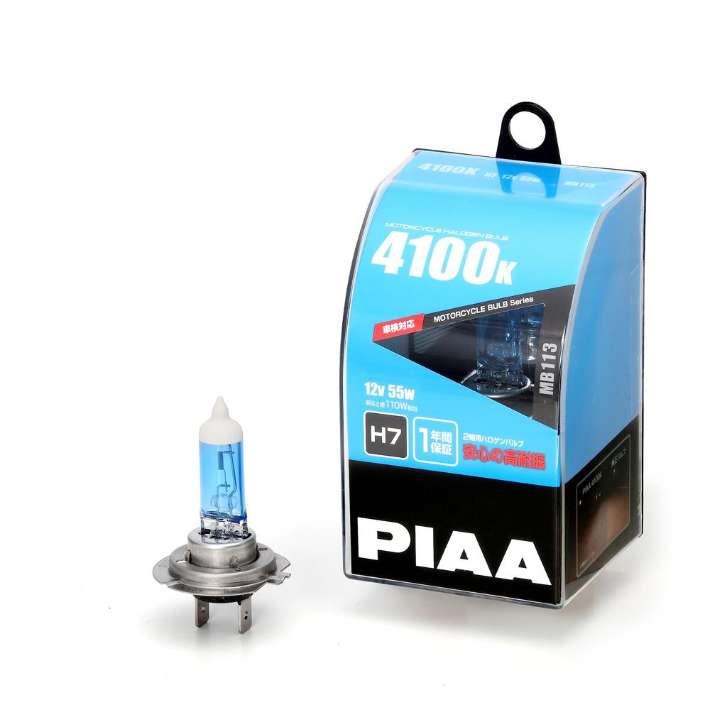 PIAA Motorcycle Headlight Bulb, Halogen, 4100K, 110W Equivalent, H7, High Earthquake Resistance, 20G, 1 Bulb, MB113