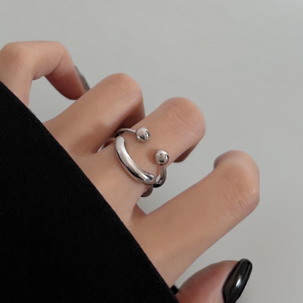 Smiley Adjustable Open Ring for Women - Trendy Niche Design, Perfect for Index Finger.