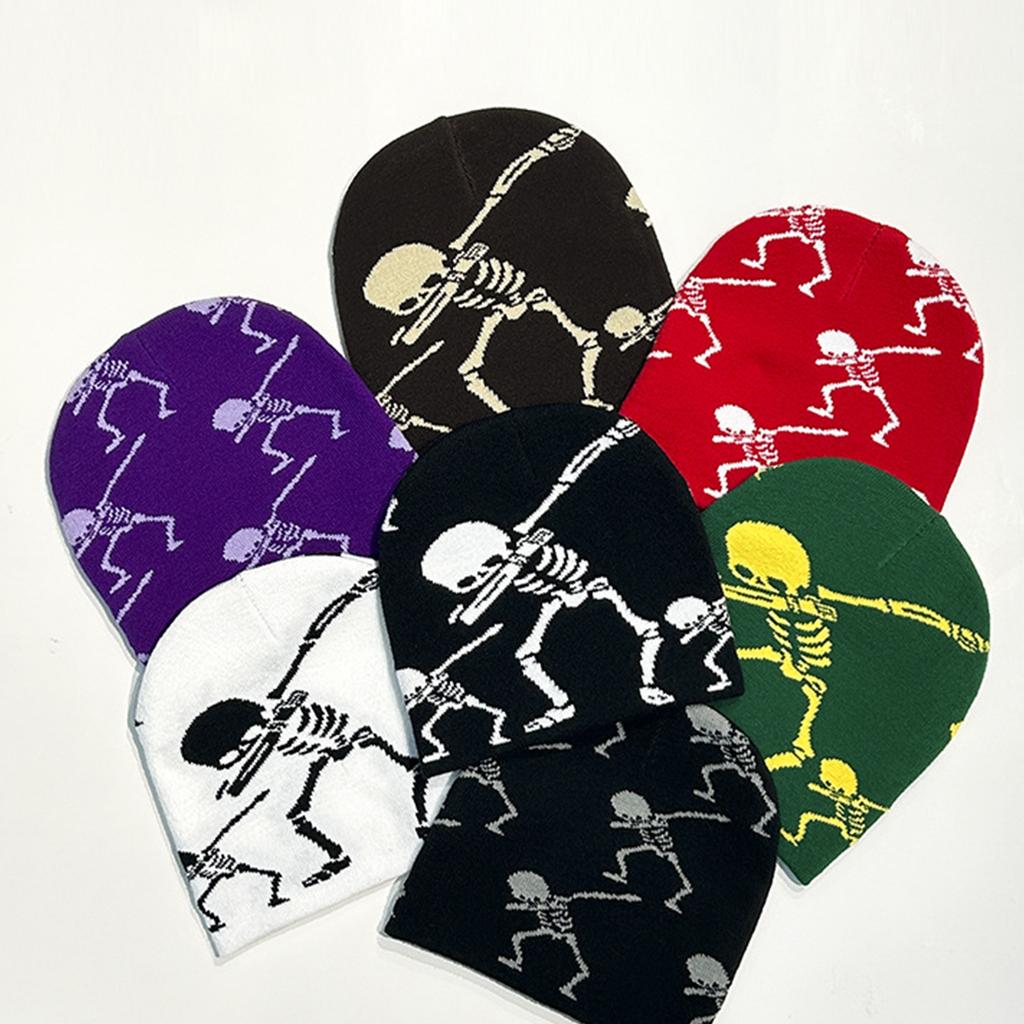 Gothic Skeleton Beanie Hat for Women Men Comfortable Knit Hat Pullover Cap Boy Winter Autumn Skull Cap Fashion Headdress