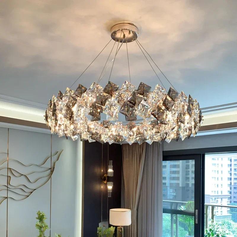 Modern Crystal LED Ceiling Pendant Lights Living Dining Table Room Hotel Hall Hanging Chandeliers Home-appliance Decoration Lamp