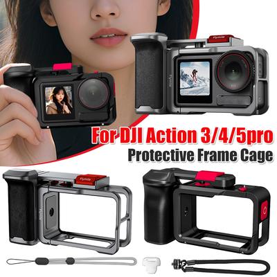 Cage Métallique pour DJI Action 3/4/5pro Libération Rapide Alliage d'Aluminium Cadre Métallique Sabot Froid Poignée d'Extension Poignée Cadre Protecteur