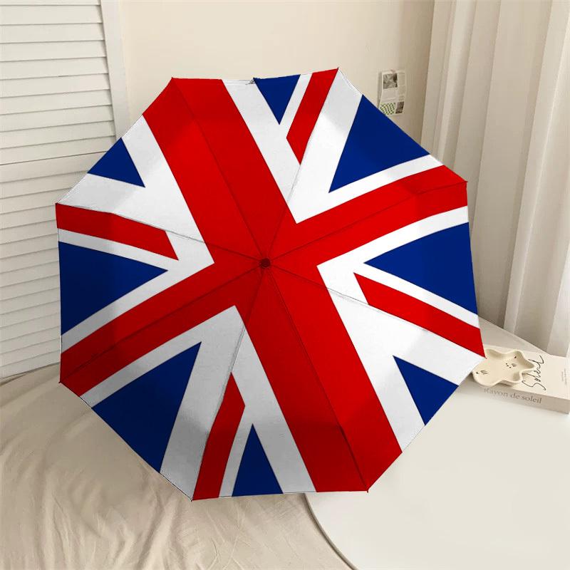 

1pc Union Jack Flag Automatic Open/Close Umbrella with Windproof, 8-Rib Sturdy Canopy, Durable Ribs, Fashionable Design1191A
