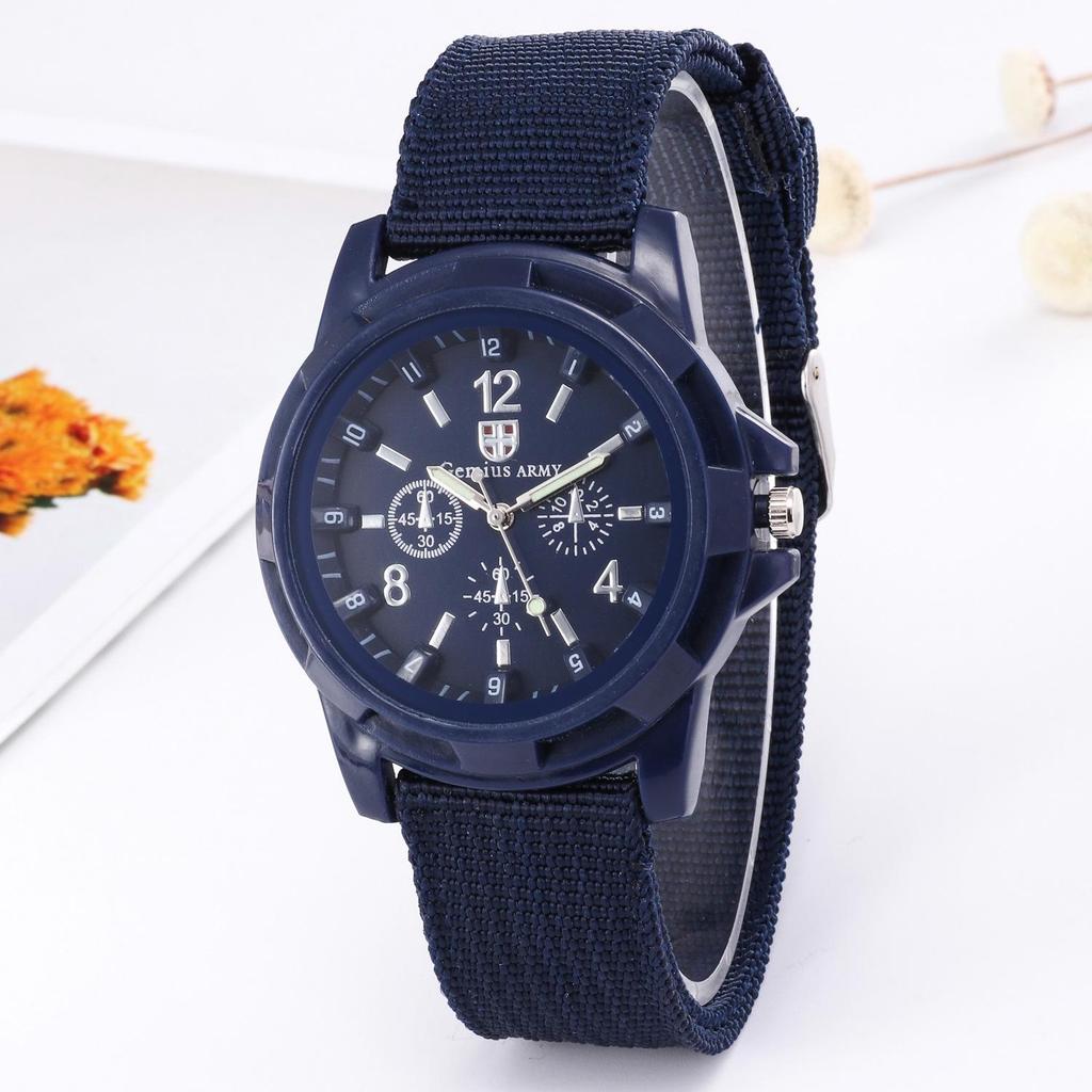 Geneva Men's Military Style Canvas Strap Outdoor Sport Wristwatch