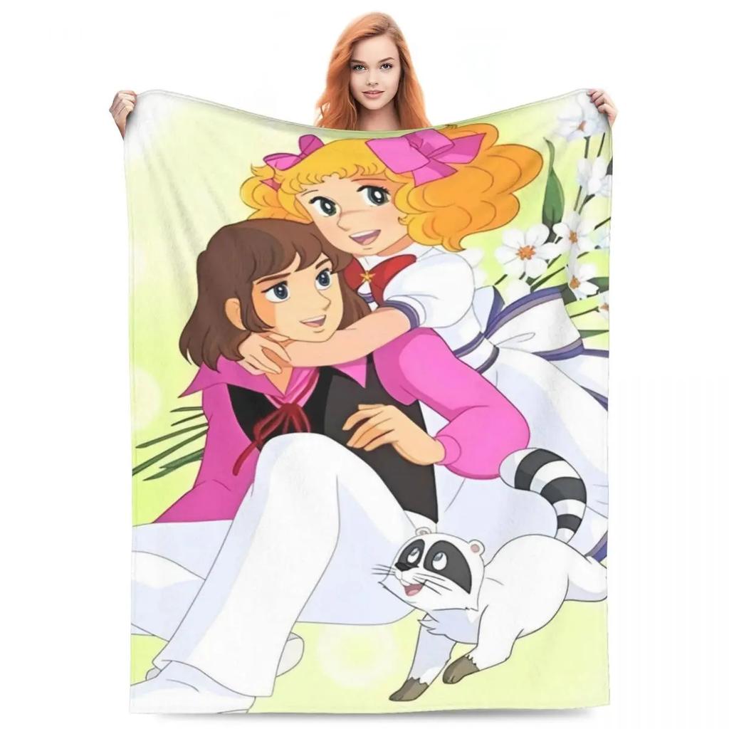 Candy Candy Manga Fleece Blankets Drama Adventure Custom Throw Blankets for Sofa Bedding Lounge