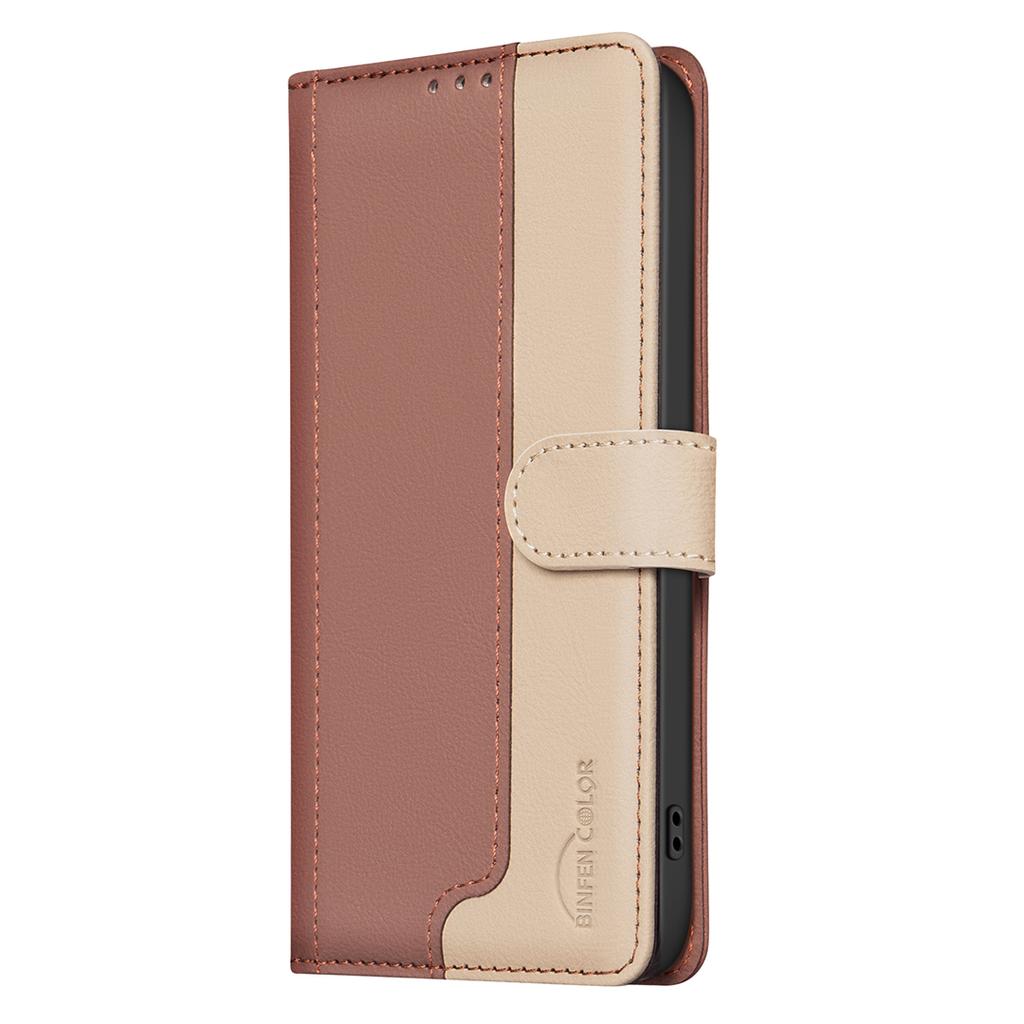 For Xiaomi Redmi 15 5G (Global) (169mm) Leather Case BINFEN COLOR Splicing Color RFID Blocking Wallet Stand Phone Cover