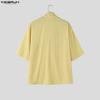 INCERUN Men's 3/4 Sleeve V-Neck Irregular Loose Fit Casual Holiday Kimono Cardigan Shirts