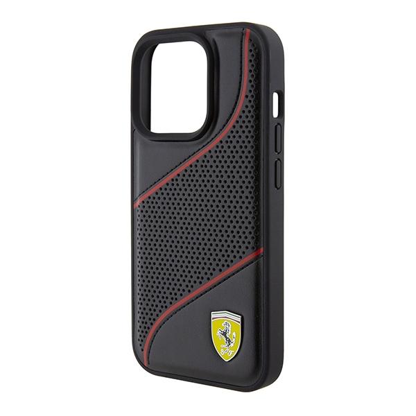 Ferrari Fehcp15Lpwak Iphone 15 Pro 6.1 Czarny/Black Hardcase Perforated Waves Metal Logo