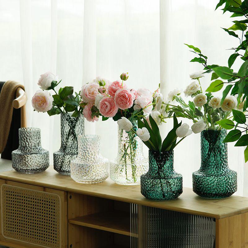 Honeycomb Big Belly Glass Vase Flower Arrangement Decoration Home Room Coffee Table Furnishing Ornament Office Study Accessories