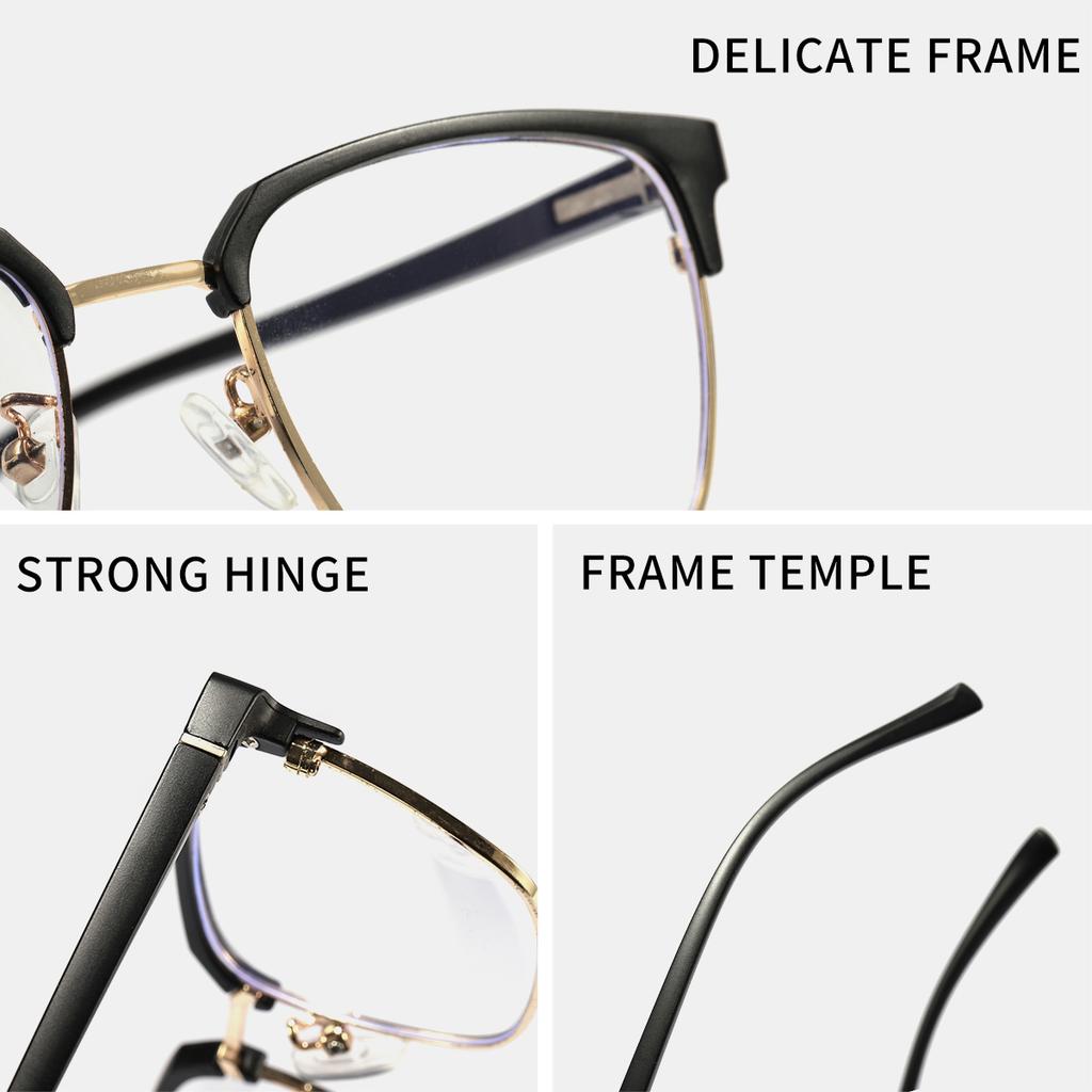Simple square frame business style anti-blue light glasses Male and female metal students myopia glasses