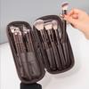 12 Brown Makeup Brush Set with Bag Soft Loose Powder Blush Brush Foundation Brush Eyeshadow Brush
