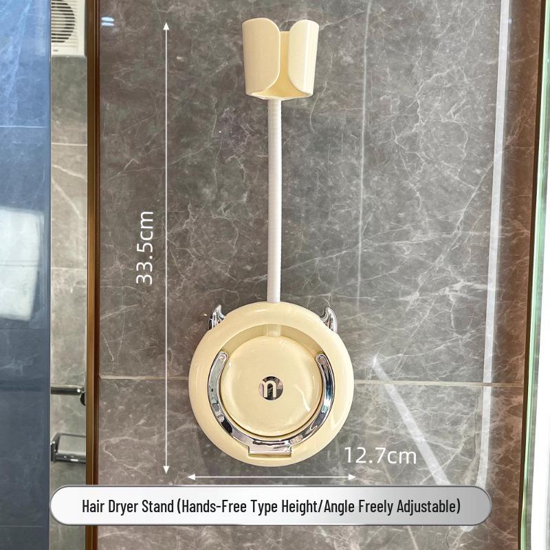 Hands-Free Wall-Mounted Hair Dryer Stand: No-Punch Bathroom Holder for Easy Hair Drying.