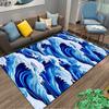 Blue Ocean Wave Print carpet Non-slip rug suitable for living room and bedroom sofas