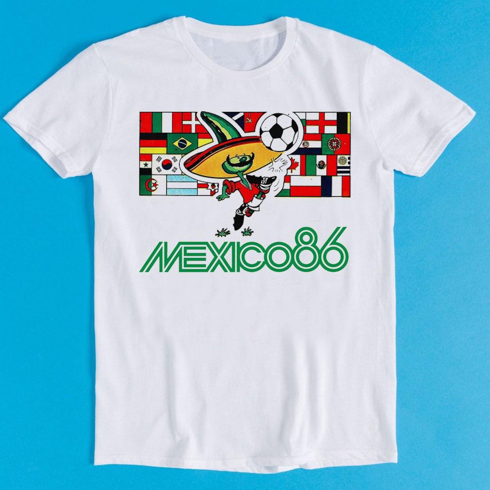 Mexico 86 World Cup Soccer 80s 90s Football Flag Argentina Fashion Art Retro Funny Parody Gift Tee T-Shirt K1523 2XL