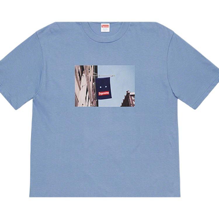 Supreme FW19 Week 1 Banner Tee Short Sleeve Unisex Blue Gray Men's SUP-FW19-225