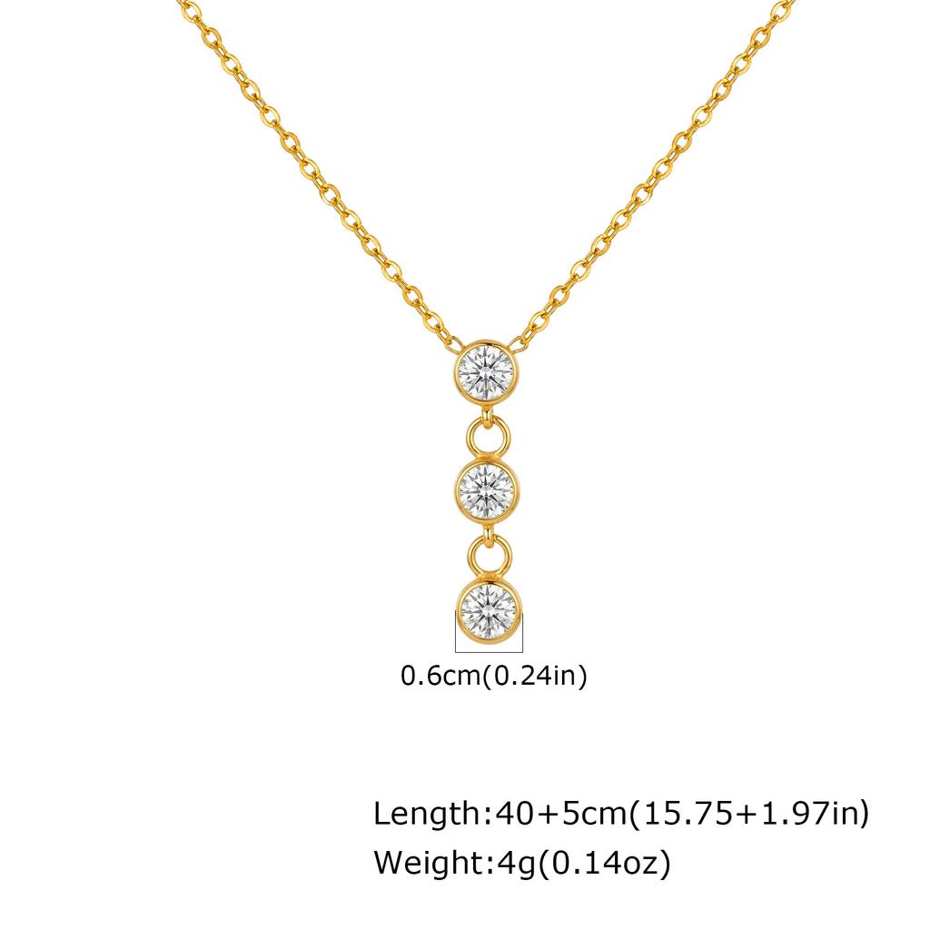 Delicate Zircon Pendant Necklace for Women, Stackable Multi-Layer Stainless Steel Necklace, 18K Gold Plated Fashion Jewelry Set