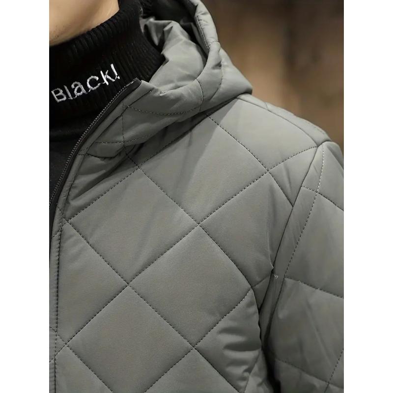 Warme Winter-Kapuzenjacke aus Plüsch, lässige Steppjacke für Herren mit Reißverschluss für Herbst und Winter im Freien