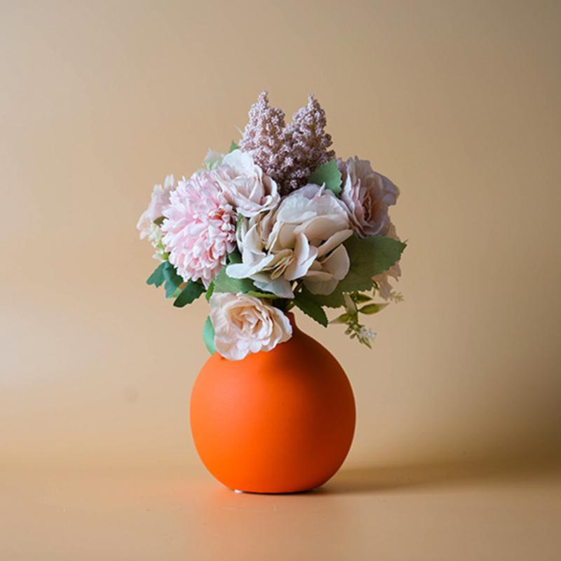 Nordic Ceramic Vase Solid Color Simple Art Flower Pot Decoration With Small Bottleneck For Table Shelf Dining Room
