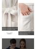 Waffle Pattern Bathrobe Couple Pajamas, Unisex Summer Three-Quarter Sleeve, Korean Style, Polyester & Absorbent.