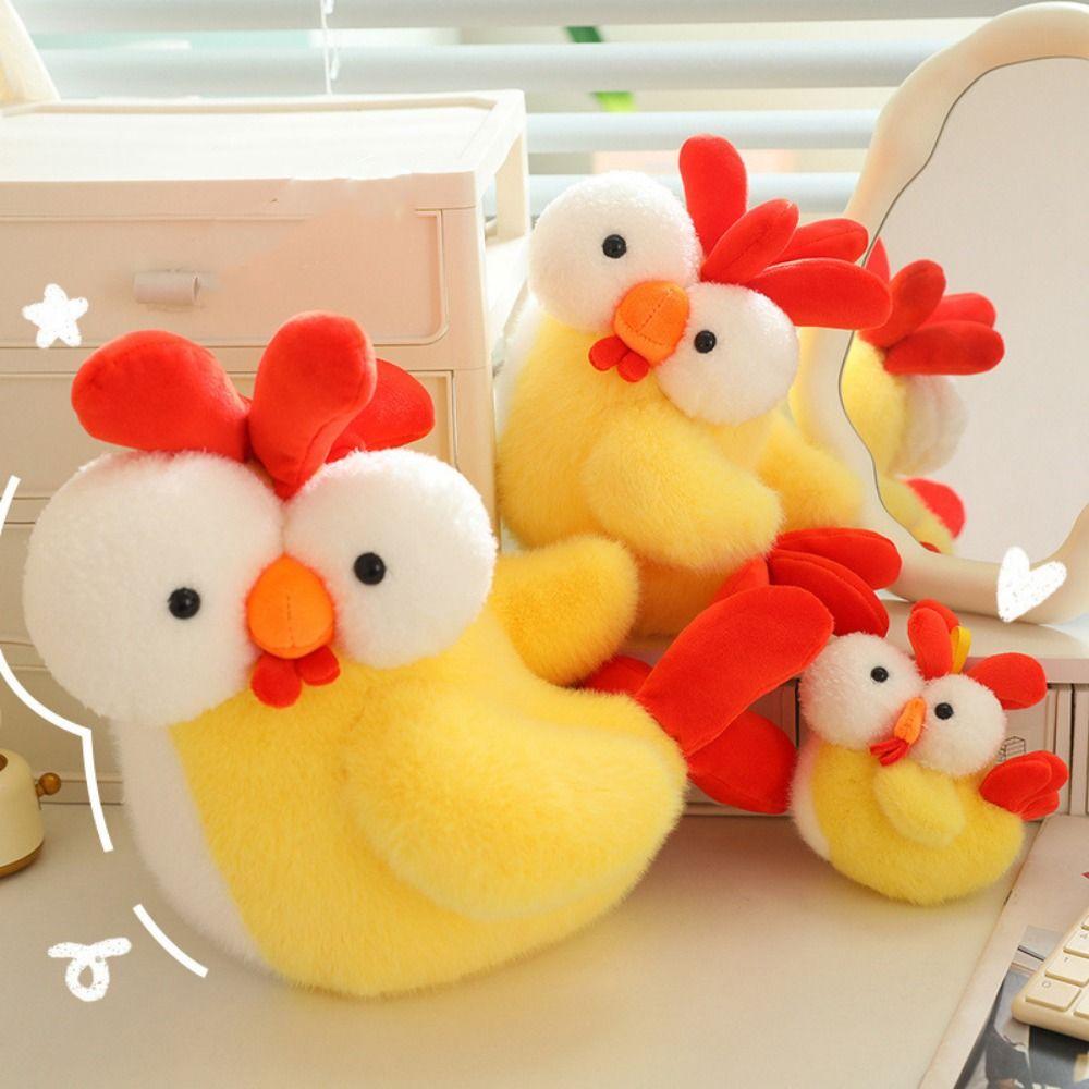 Realistic Chicken Chicken Plush Toy Protruding Eyes Stuffed Chick Soft Pillow Huggable Simulation Animal Chick Stuffed Dolls