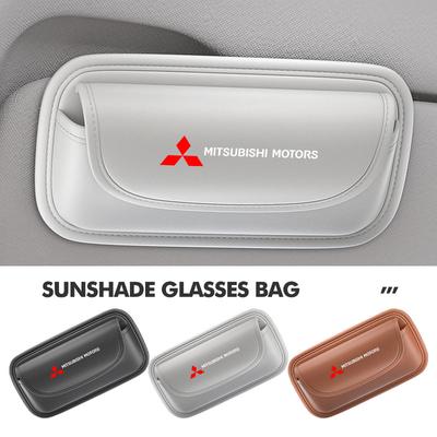Leather Car Sun Visor Glasses Clip Eyeglasses Holder Interior For Outlander Pajero Sport Lancer EX ASX L200 Eclipse