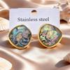 Unique Design Irregular White Shell Stainless Steel Stud Earrings for Women, Elegant High-quality Abalone Shell Jewelry Gifts