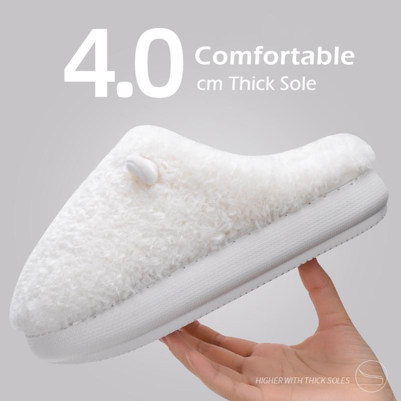 New Winter Slippers for Women Men Indoor Furry Warm Home Shoes Soft EVA Thick Sole Plush Women Couples Cute Platform Slides