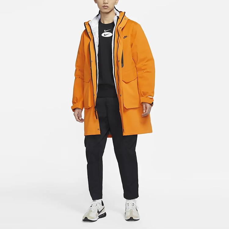 Nike Storm-Fit Adv Tech Pack Solid Hooded Letter Print Mid-Length Cotton Coat Men Outerwear Light-Curry-Yellow DD6607-736