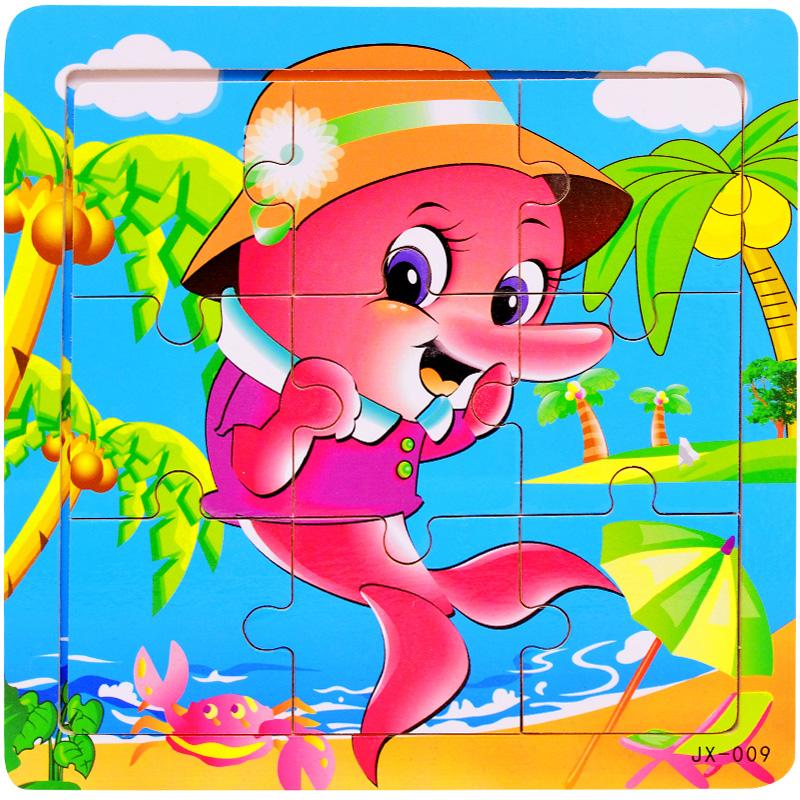 

9Pieces New Toddler Montessori Educational Toys Wooden 3D Puzzles Animal Vehicle Cartoon Jigsaw Game For Kids Learning Preschool
