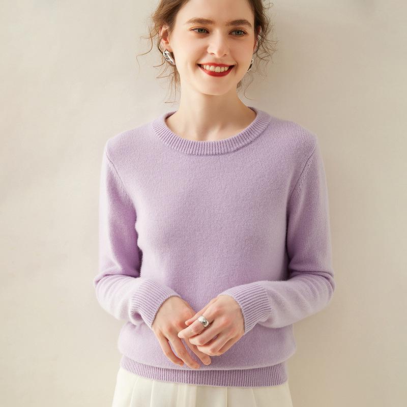 Women's Pure Cashmere Round Neck Knitwear - Warm, Casual, Urban Style for Autumn/Winter