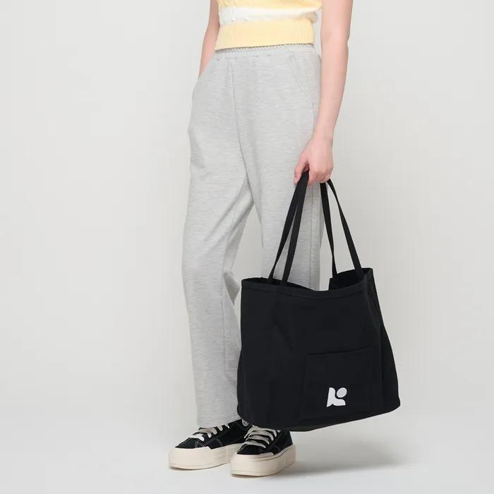 Canvas Pocket Tote Shoulder Bag (Black)