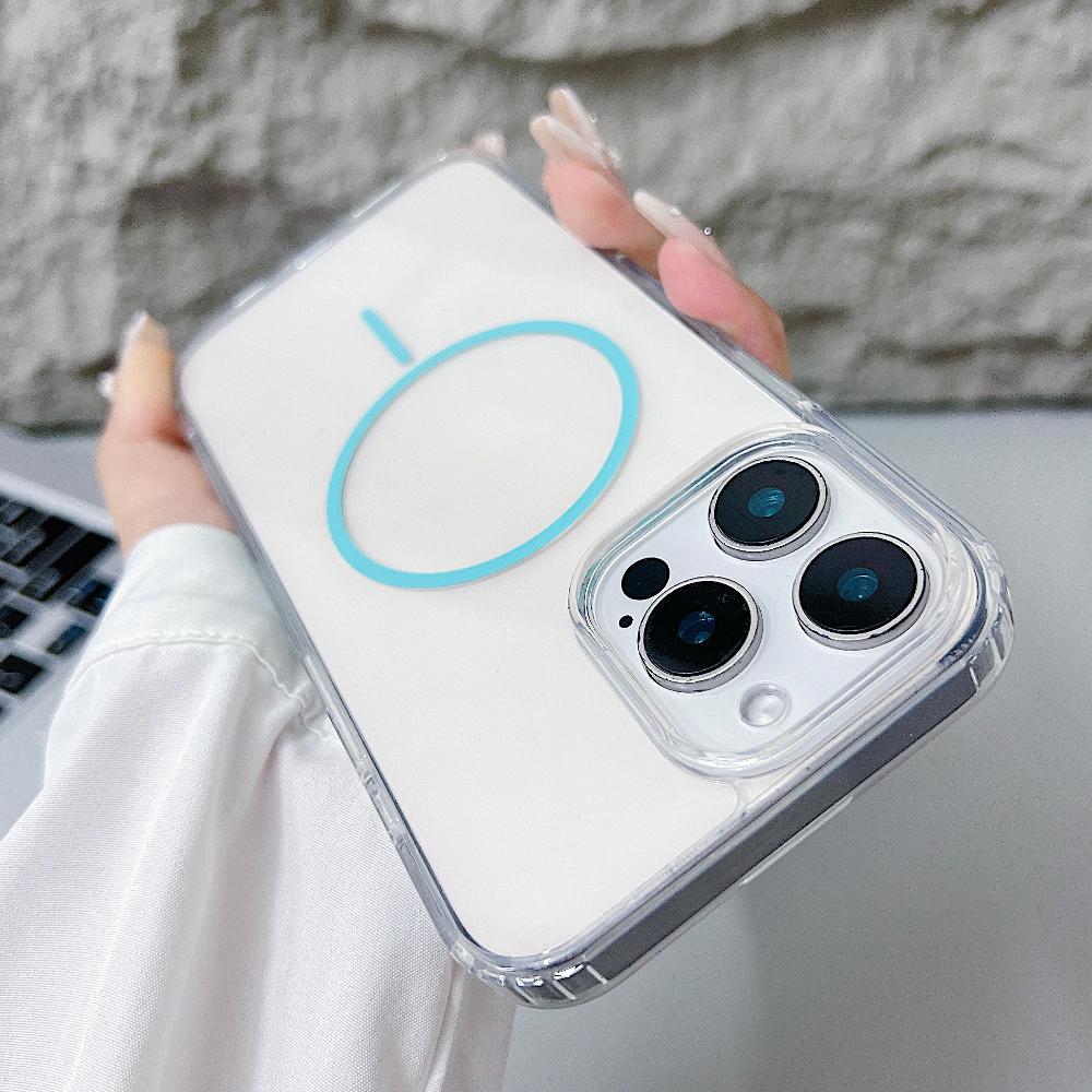 Magnetic  Clear Case For iPhone 16 E 15 14 13 12 11 Pro Max Plus Mini XS XR Funda For Magsafe Silicone Transparent Cover